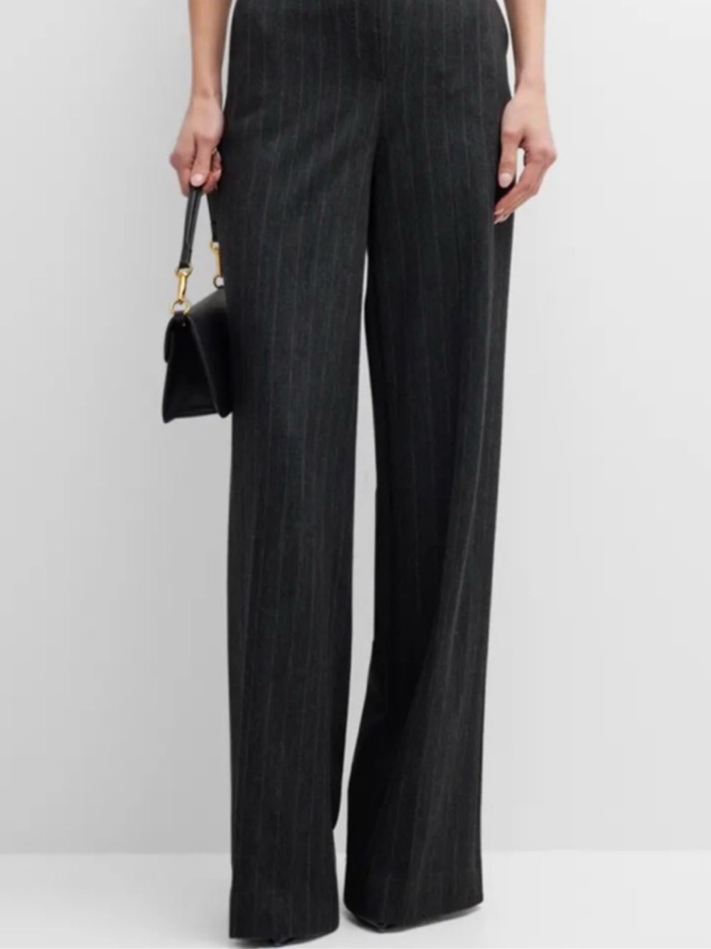 MaxMara Virgin Wool Menswear Pinstripe Wide Leg Trousers